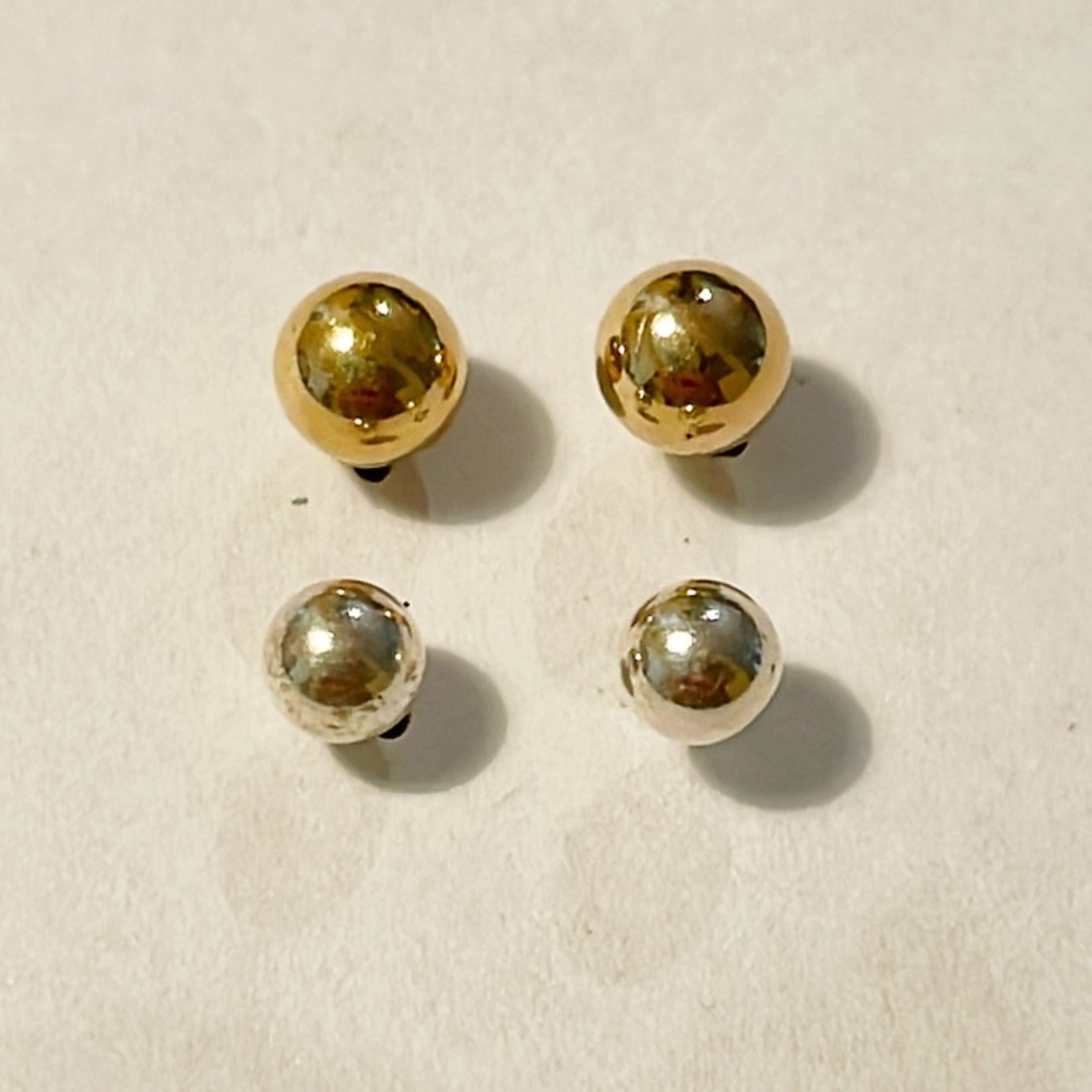 Metallic silver gold ball stud earring bundle - Picture 3 of 3